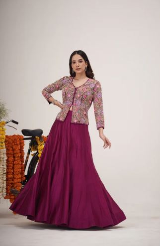 Threebrothers Paisley Stitched Lehenga With Jacket