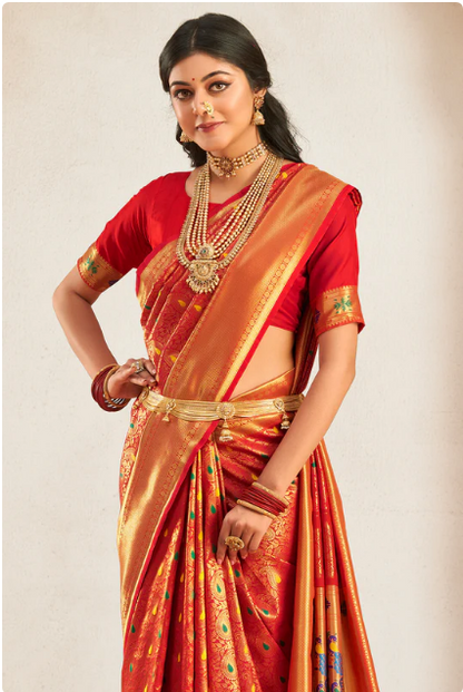 Scarlet Red Paithani Saree