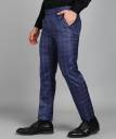 Men Slim Fit Blue Cotton Blend Trousers