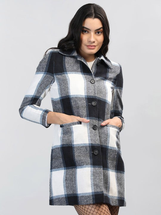 Checked Woolen Winter Overcoat