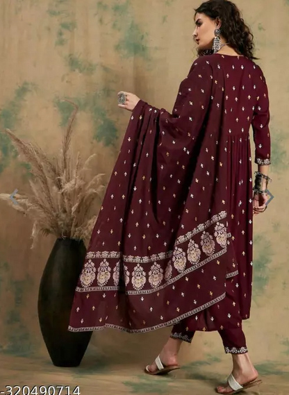 WOMEN ALIA CUT KURTA WITH PANT AND DUPATTA