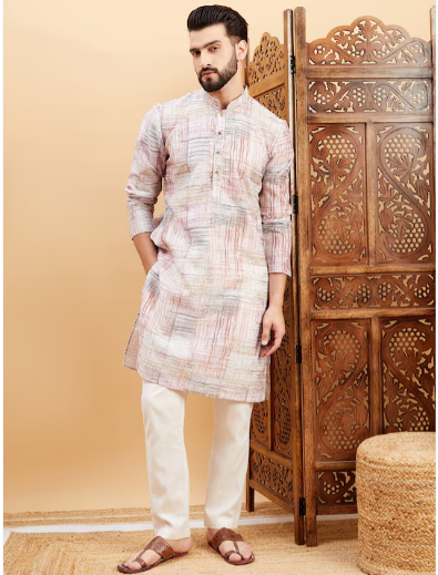 Men Ethnic Motifs Thread Work Kurta