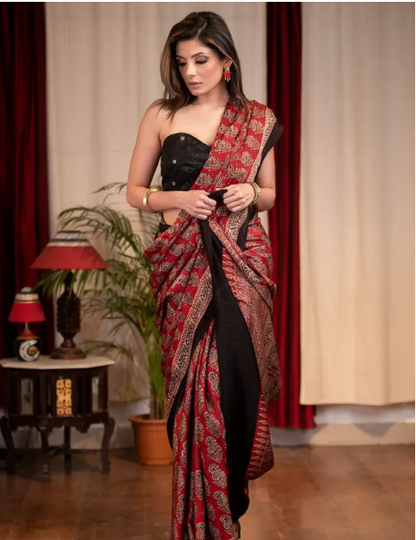 Maroon Linen Saree for ladies Saree for wedding & party for ladies