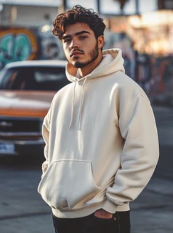 Veirdo Men's Oversized Plain Solid Hoodie | Off White