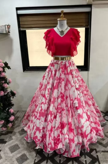 Girls Party Wear Printed Lehenga Choli