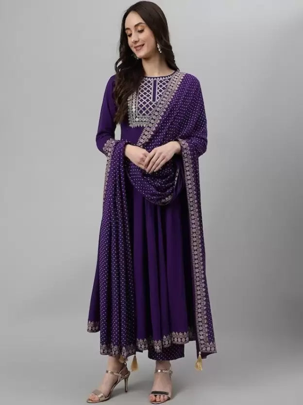 Bandhani Print Anarkali Kurta with Pants & Dupatta