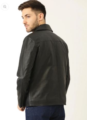 Leather Retail Men's Solid Biker Jacket