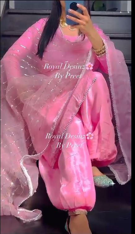 Festival Wear Pink Punjabi Suit