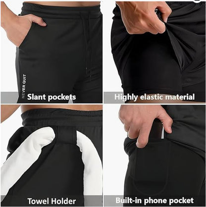 PROSHARX 2 in 1 Active Dual Shorts with Inner Tights Layer Men's