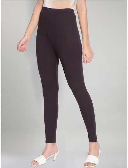 Women Black Solid Ankle Length Leggings