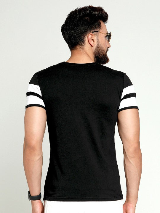 Men Black Striped T-shirt