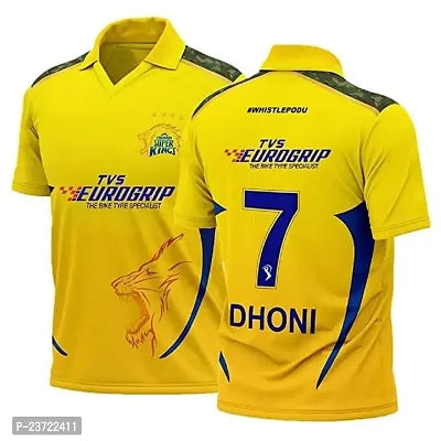 CSK Jersey MS Dhoni 7 Chennai Cricket Team Half Sleeve Jersey 2023/2024_Boys Men &