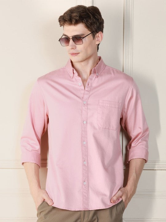 Button-Down Collar Cotton Casual Shirt