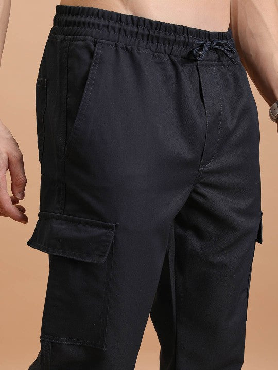 Men Black Cotton Cargos Pant