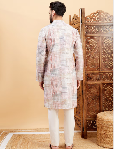 Men Ethnic Motifs Thread Work Kurta