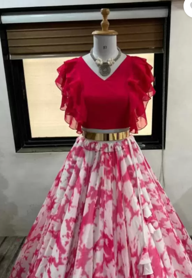 Clothes Shop  Girls Lehenga Choli Party Wear Printed Lehenga Choli