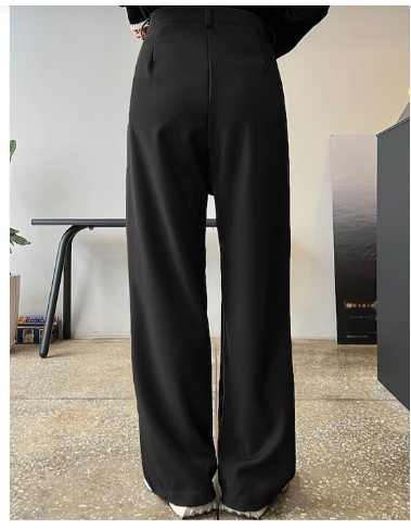 Women Loose Fit High-Rise Parallel Trousers