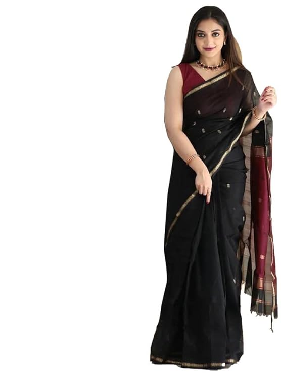 Women's Jacquard Cotton Silk Saree with Unstitched Blouse