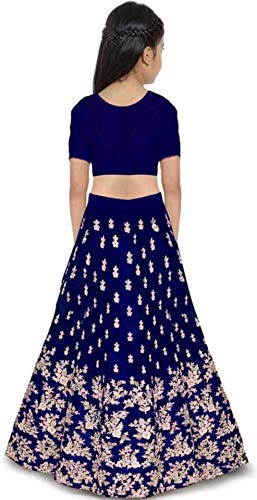 Girl's Taffeta Satin Semi-stitched Lehenga Choli