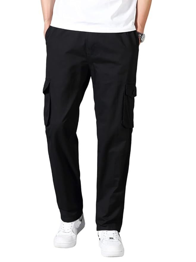 Men's Polyester Blend Casual Cargo Trousers Pants