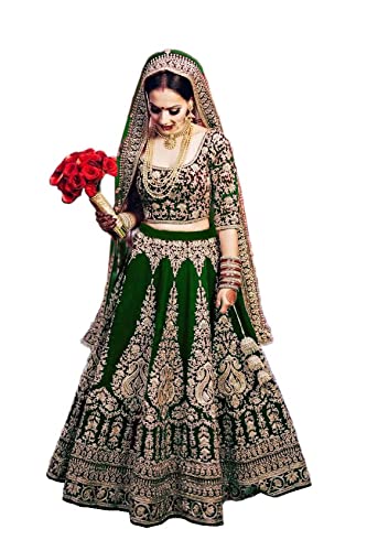 Women's Velvet Semi-Stitched Lehenga Choli With Net Duptta