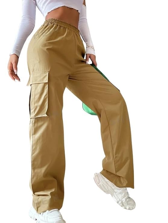 Women's & Girls' Solid High Waist with Pockets Cargo Pants