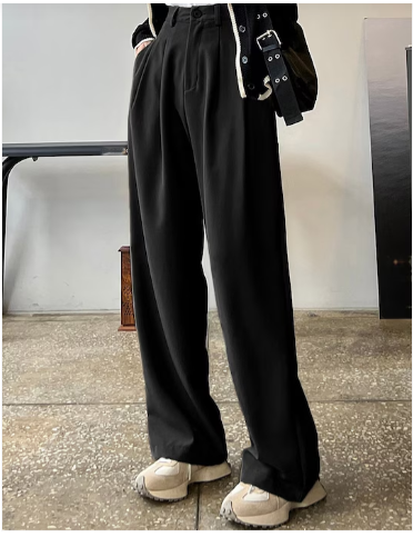 Women Loose Fit High-Rise Parallel Trousers