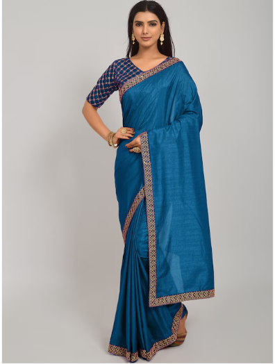 NPLASH FASHION Teal & Gold-Toned Silk Cotton Mysore Silk Saree