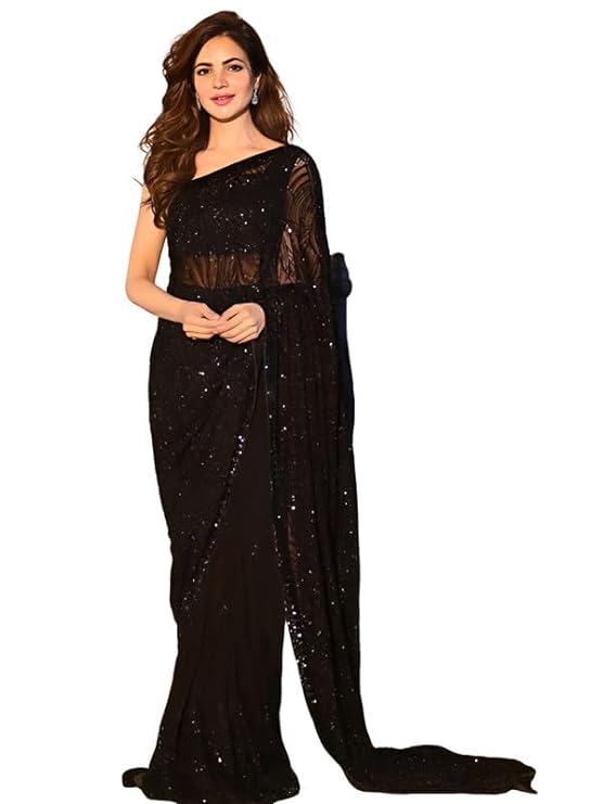 Women's Sequence Georgette Saree with Unstitched Blouse Piece