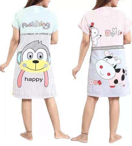 Girl's/Women's Hosiery Knee Length Cartoon Print Top Nighty