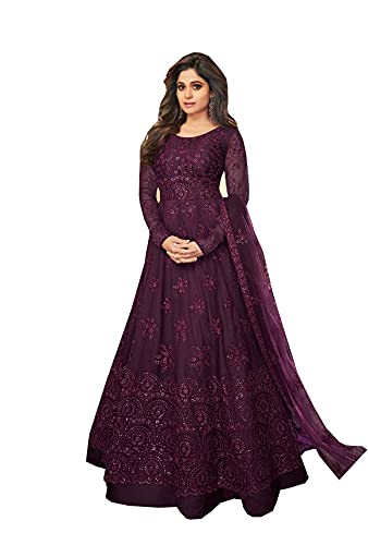 PATLANI Women's Net Fit and Flare Maxi Dress