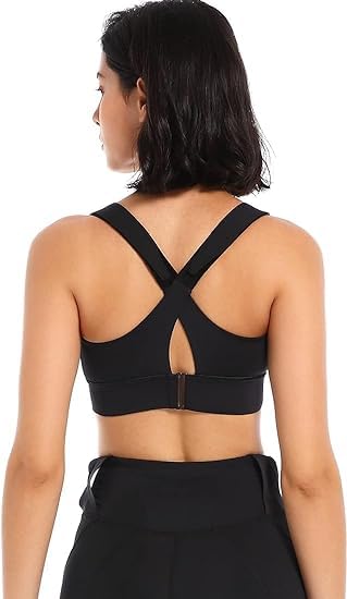 Padded Front Zip High Support Racerback Adjustable Sports Bra