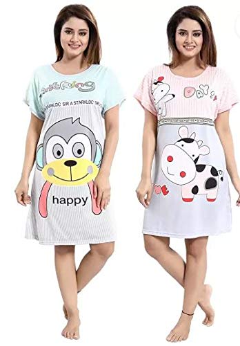 Girl's/Women's Hosiery Knee Length Cartoon Print Top Nighty