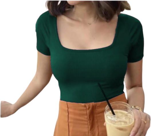 Casual Wear Scoop Neck Half Sleeve crop Top