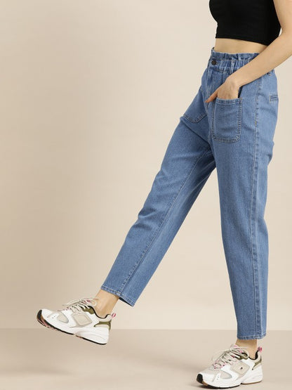 Women Blue Slouchy Fit High-Rise Clean Look Jeans