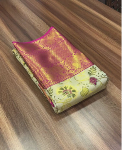 Wedding Wear Multi Color Kanjiviram Silk Pure Zari Weaving with Beautiful Meena Weaving Saree