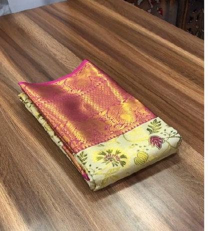 Wedding Wear Multi Color Kanjiviram Silk Pure Zari Weaving with Beautiful Meena Weaving Saree