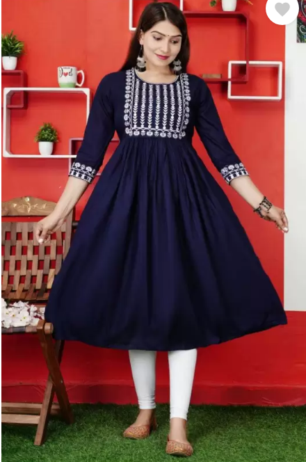 Women Embroidered Viscose Rayon Anarkali Kurta