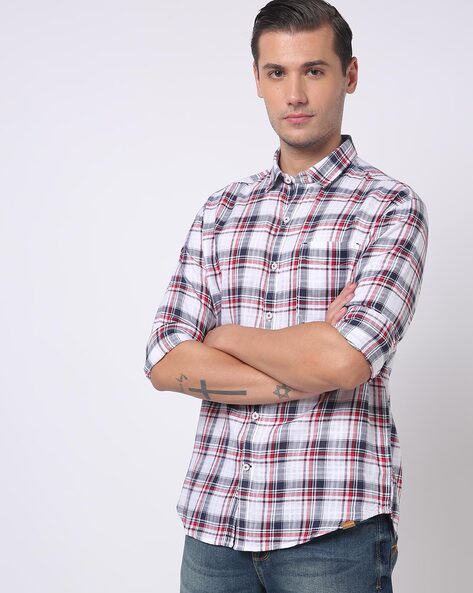 Men Checked Slim Fit Shirt