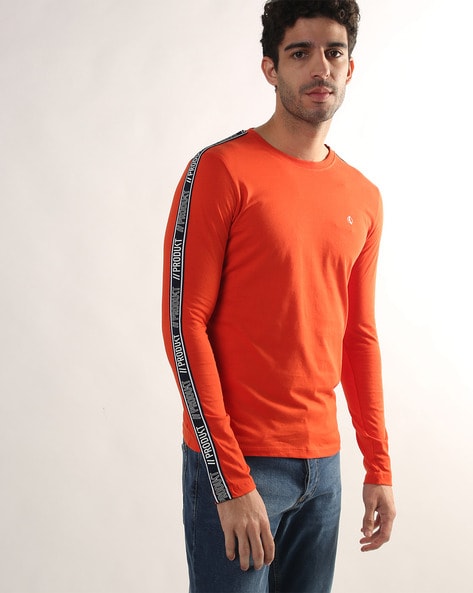 Regular Fit Crew-Neck T-Shirt with Contrast Taping