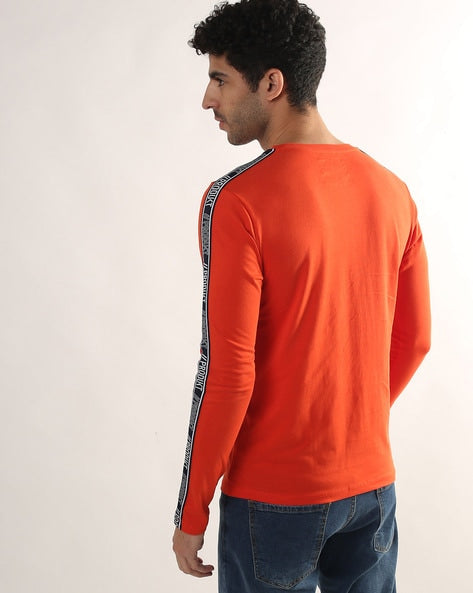 Regular Fit Crew-Neck T-Shirt with Contrast Taping