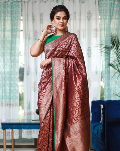 Floral Pattern Kanjivaram Soft Silk Saree