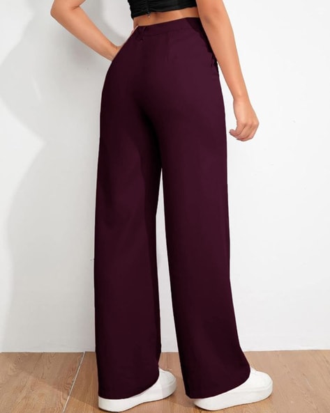 Women Straight Fit Flat-Front Trousers