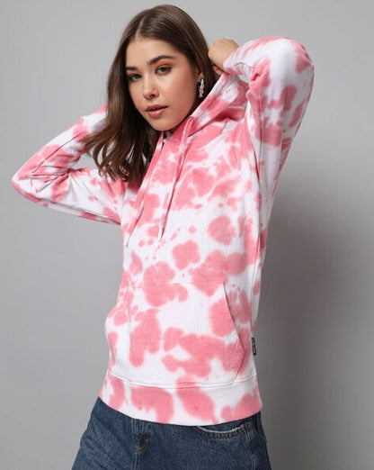 Women Tie & Dye Regular Fit Hoodie with Kangaroo Pocket