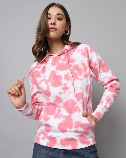 Women Tie & Dye Regular Fit Hoodie with Kangaroo Pocket