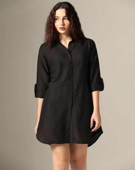 LERIYA FASHION Women Shirt Dress with Button Accent