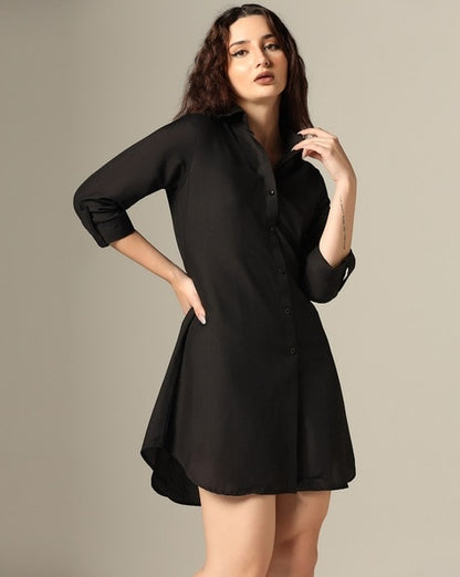 LERIYA FASHION Women Shirt Dress with Button Accent