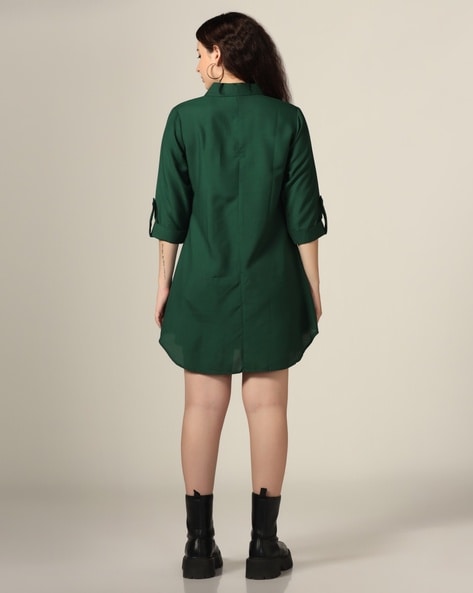 Women Shirt Dress with Button Accent