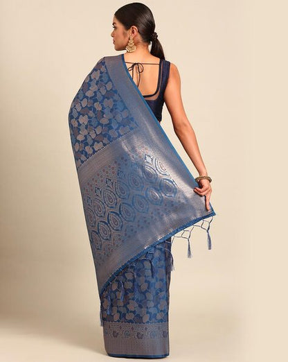 Leaf Print Saree with Tassels