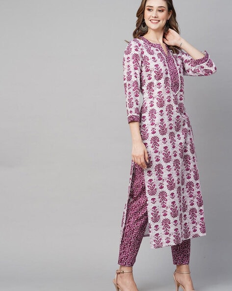 Women Floral Print Straight Kurta Set